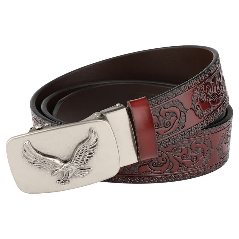 Ceinture en cuir à boucle automatique Flying Eagle pour homme