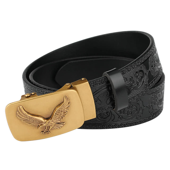 Ceinture en cuir à boucle automatique Flying Eagle pour homme