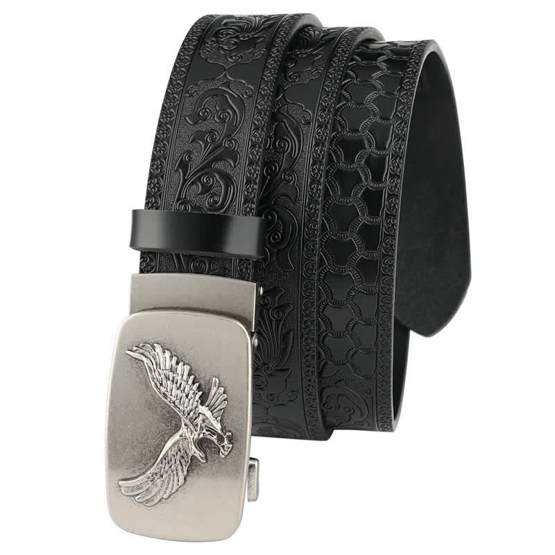 Ceinture en cuir à boucle automatique Flying Eagle pour homme