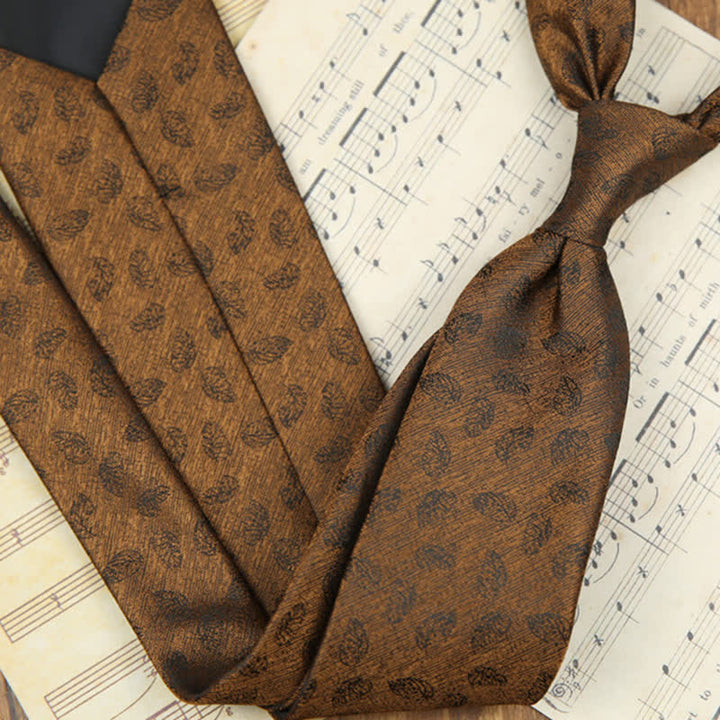 Cravate classique pour homme avec motif feuilles