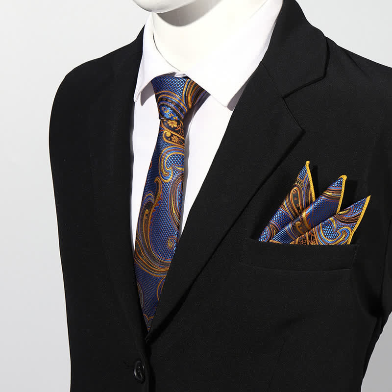 Lot de 2 cravates carrées de luxe à motif cachemire pour homme