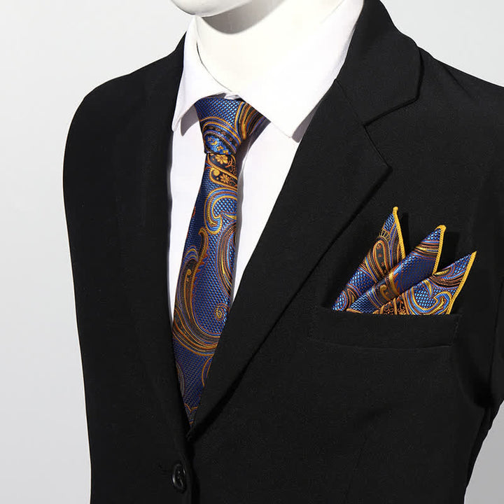 Lot de 2 cravates carrées de luxe à motif cachemire pour homme