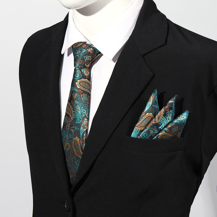 Lot de 2 cravates carrées de luxe à motif cachemire pour homme