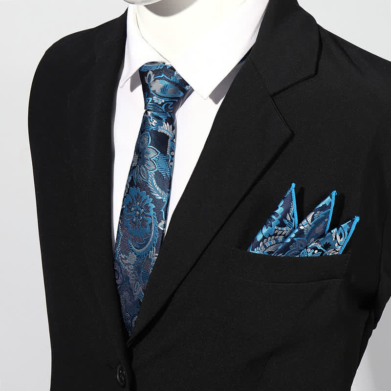 Lot de 2 cravates carrées de luxe à motif cachemire pour homme