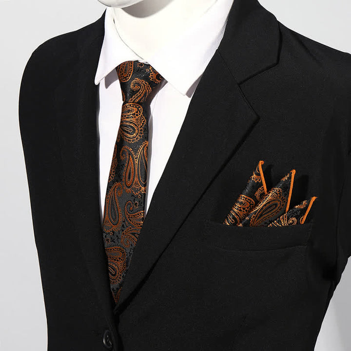 Lot de 2 cravates carrées de luxe à motif cachemire pour homme