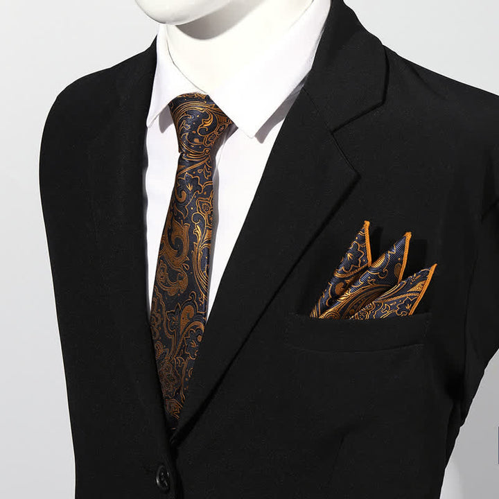 Lot de 2 cravates carrées de luxe à motif cachemire pour homme