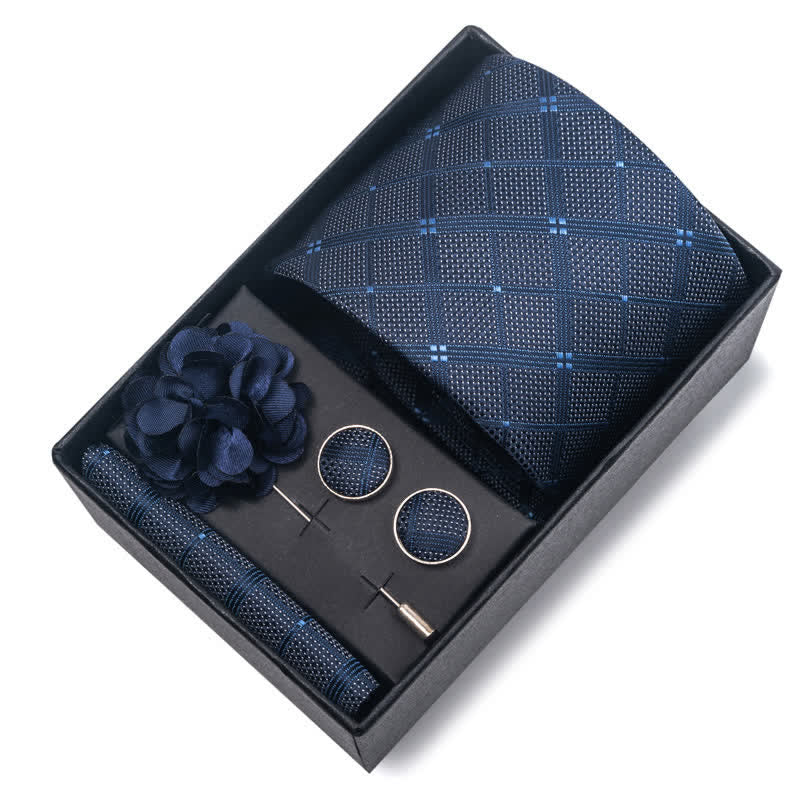 Lot de 4 cravates pour homme en jacquard bleu marine