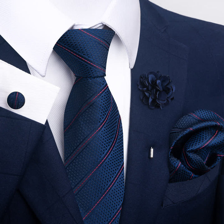 Lot de 4 cravates pour homme en jacquard bleu marine