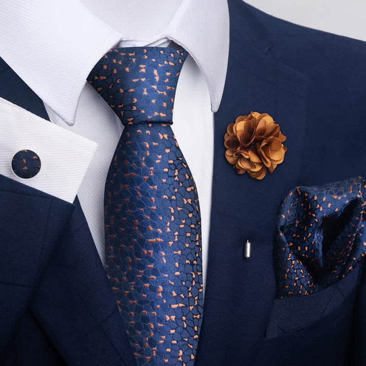 Lot de 4 cravates pour homme en jacquard bleu marine
