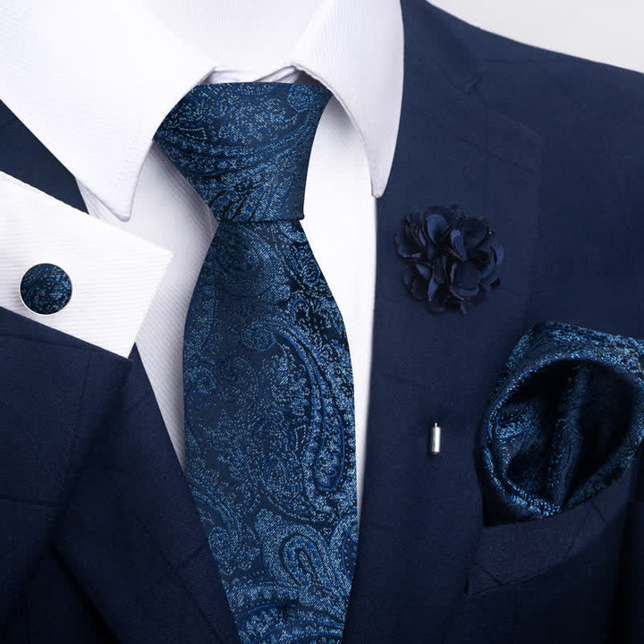 Lot de 4 cravates pour homme en jacquard bleu marine