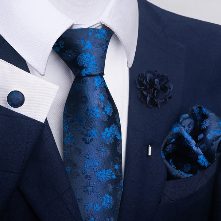 Lot de 4 cravates pour homme en jacquard bleu marine