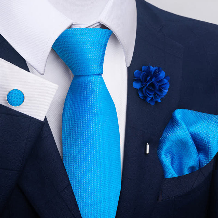 Lot de 4 cravates à rayures florales pour homme de la série bleue