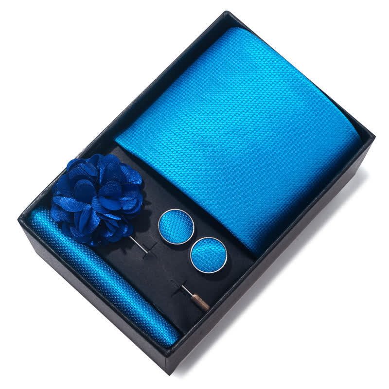 Lot de 4 cravates à rayures florales pour homme de la série bleue