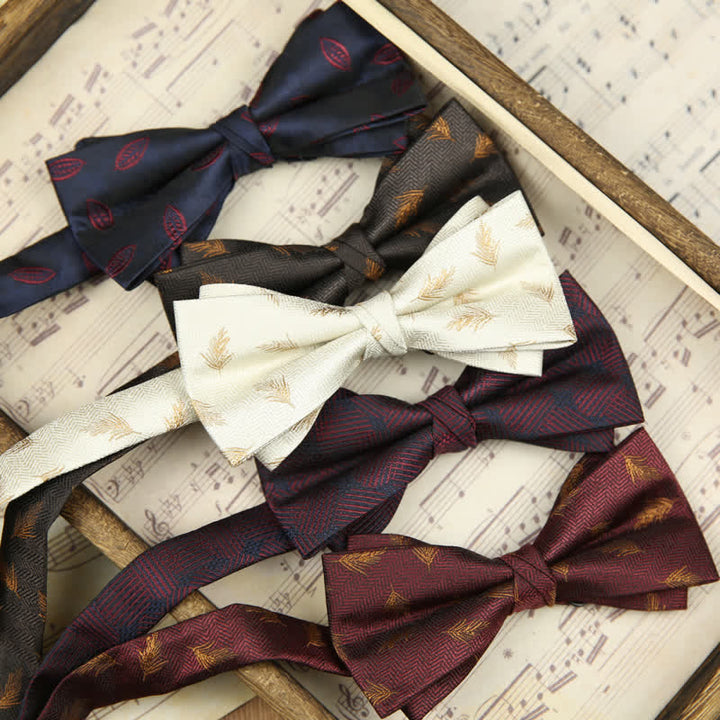 Nœud papillon double épaisseur élégant à motif de blé pour homme