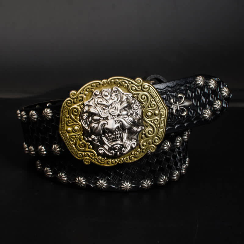 Ceinture en cuir cloutée à rivets Rock Monster pour homme