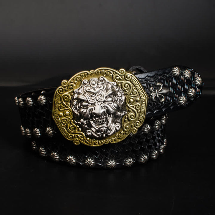 Ceinture en cuir cloutée à rivets Rock Monster pour homme