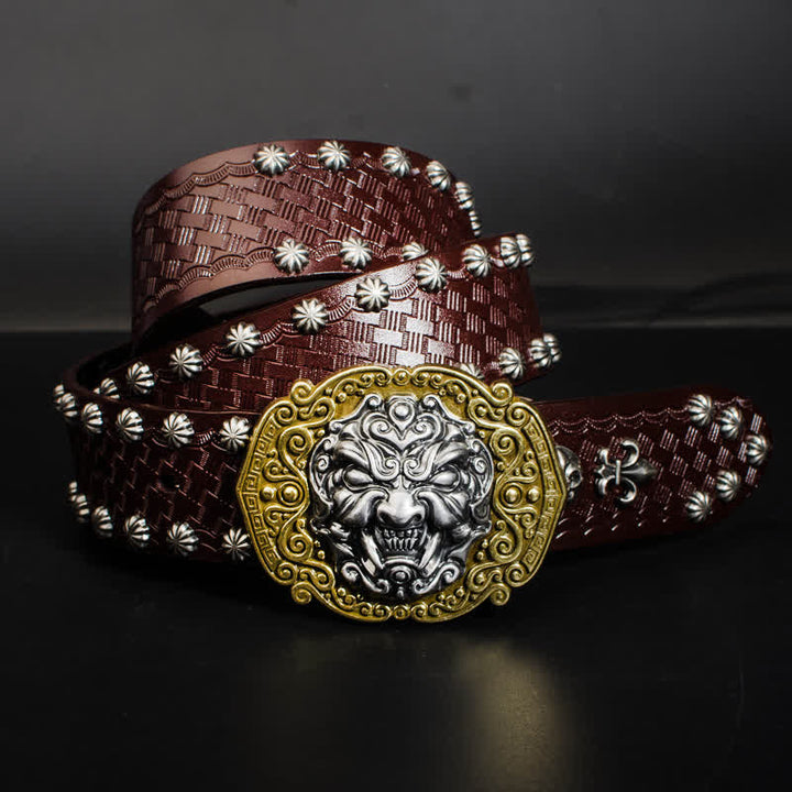 Ceinture en cuir cloutée à rivets Rock Monster pour homme