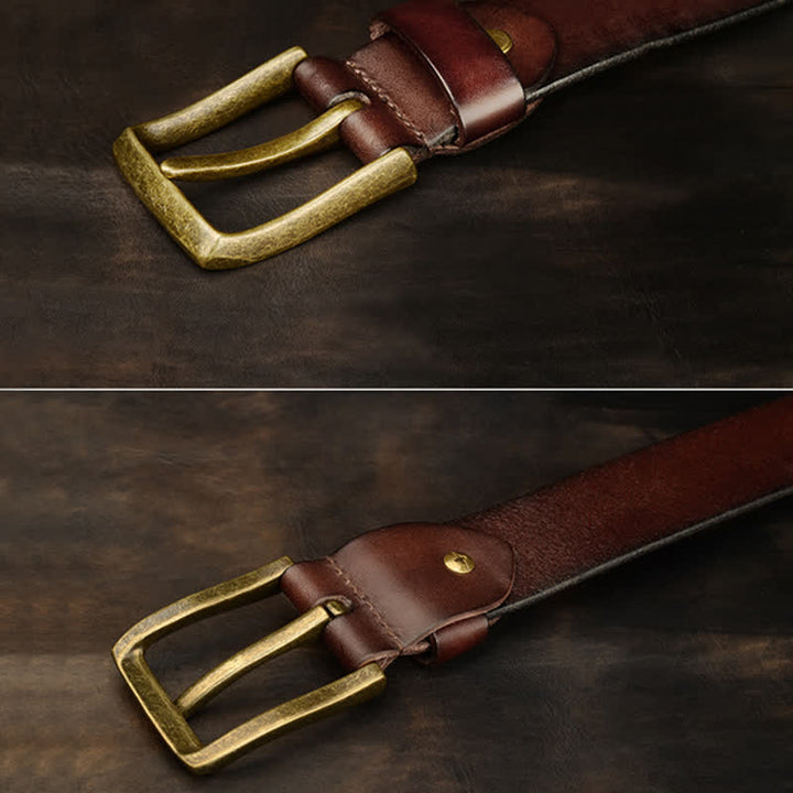Ceinture en cuir pour homme, rivets ronds et carrés, couleur ou antique