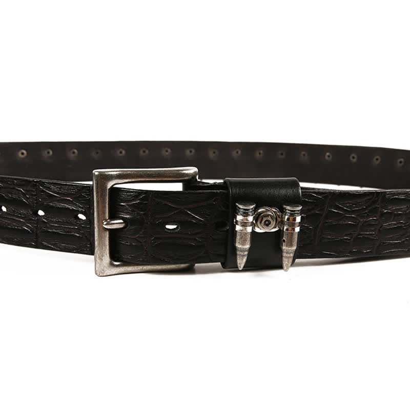 Ceinture en cuir à motif crocodile avec rivets décoratifs pour hommes