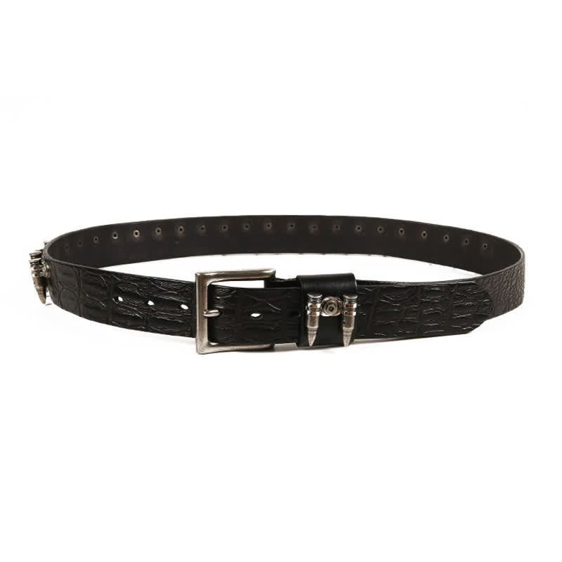 Ceinture en cuir à motif crocodile avec rivets décoratifs pour hommes
