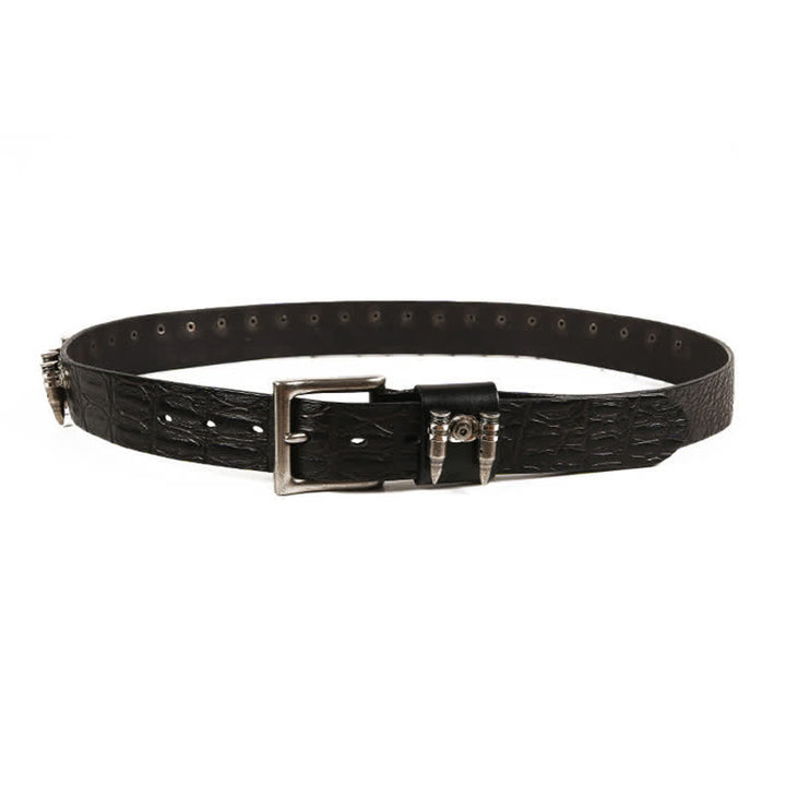 Ceinture en cuir à motif crocodile avec rivets décoratifs pour hommes