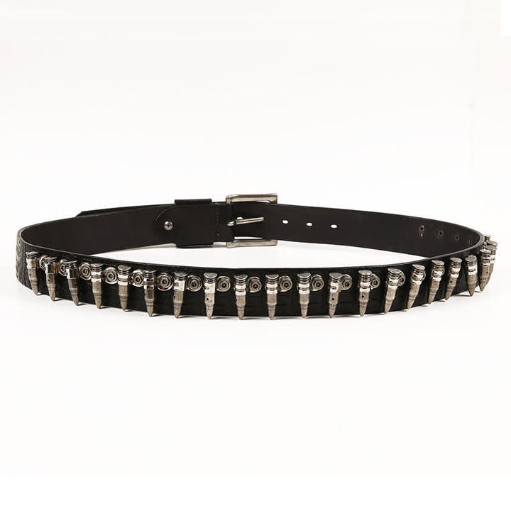 Ceinture en cuir à motif crocodile avec rivets décoratifs pour hommes