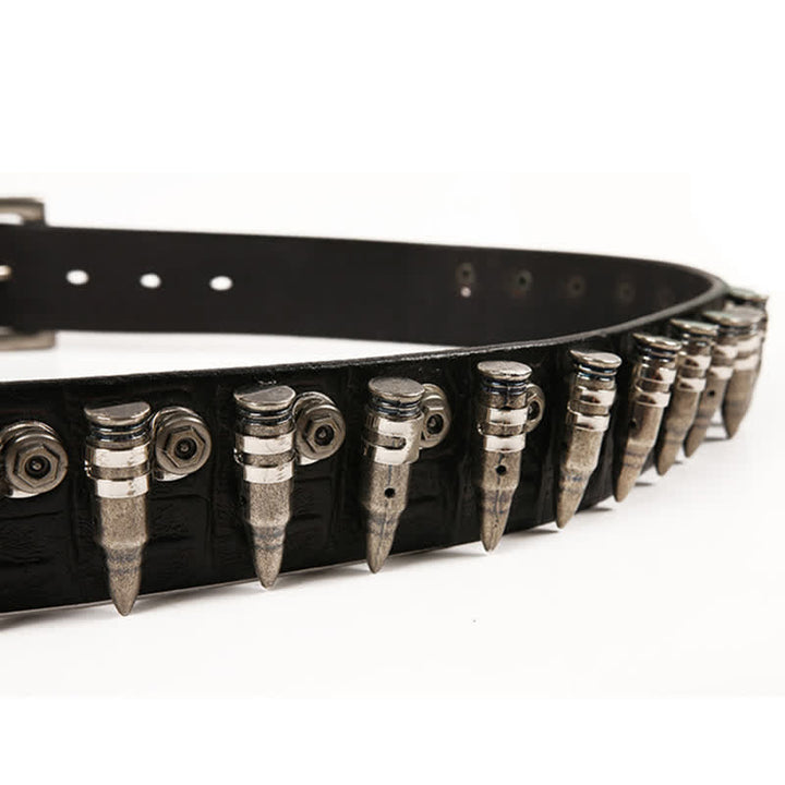 Ceinture en cuir à motif crocodile avec rivets décoratifs pour hommes