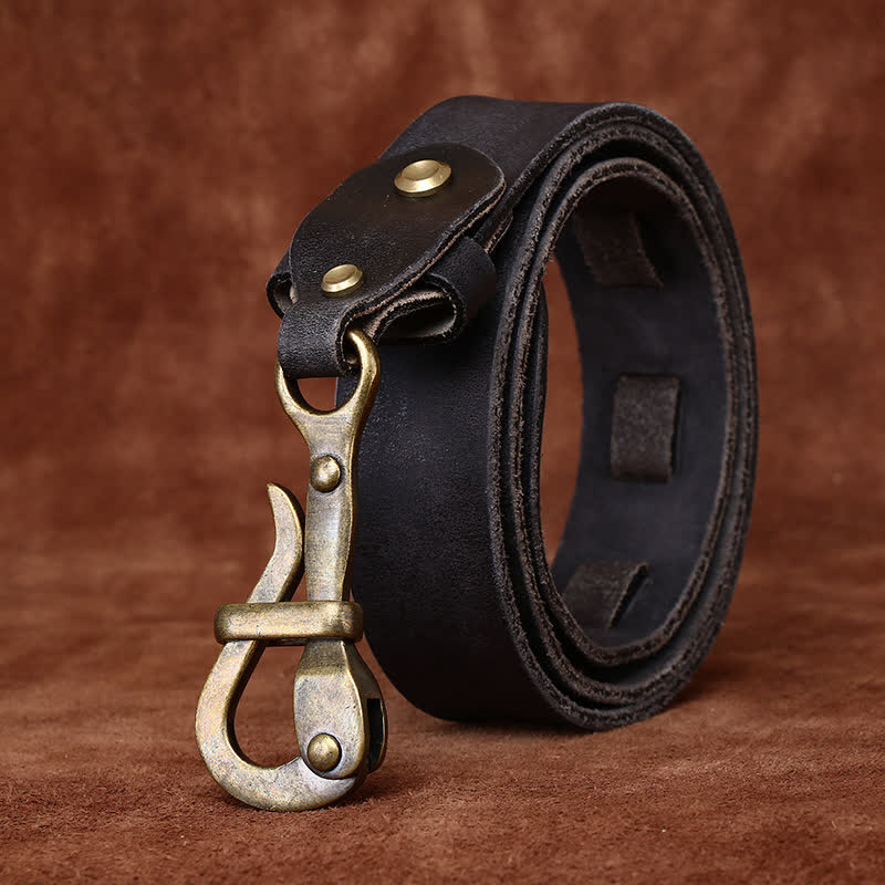 Ceinture en cuir de cavalerie à boucle à crochet rétro pour homme