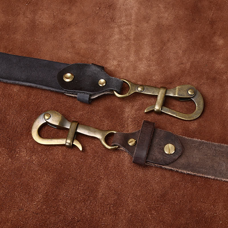 Ceinture en cuir de cavalerie à boucle à crochet rétro pour homme