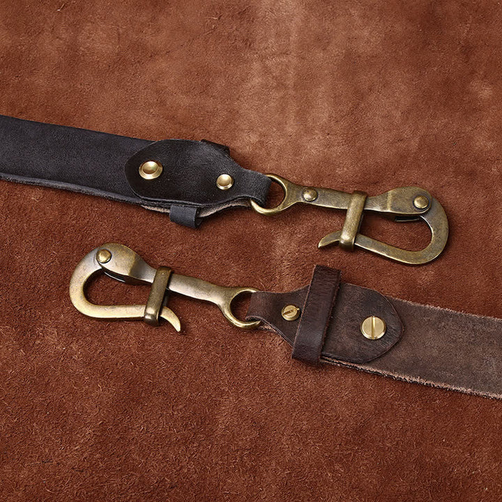Ceinture en cuir de cavalerie à boucle à crochet rétro pour homme