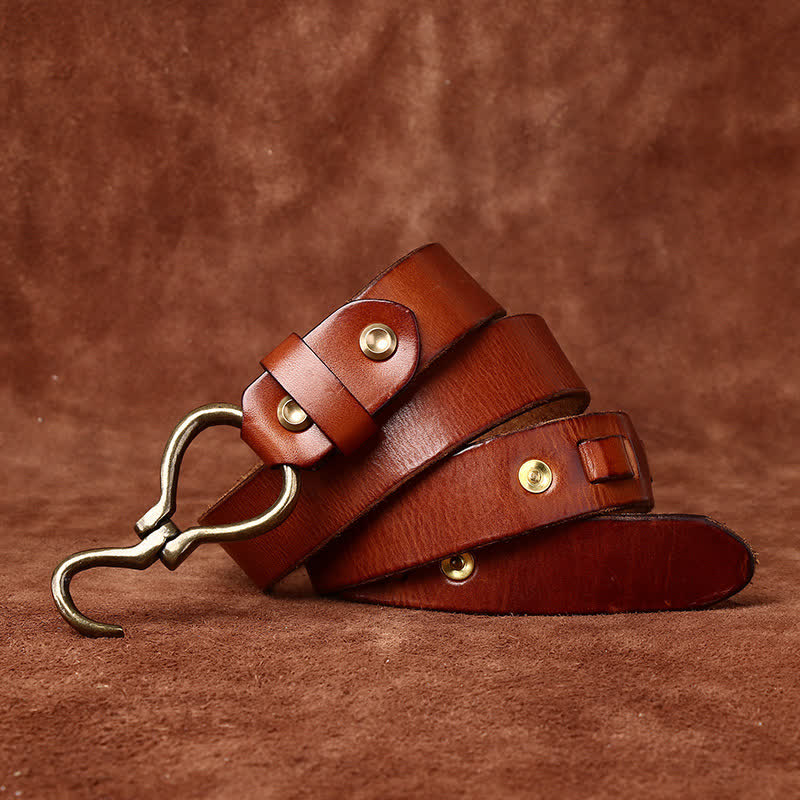 Ceinture en cuir de cavalerie avec boucle à crochet en laiton tressé pour homme