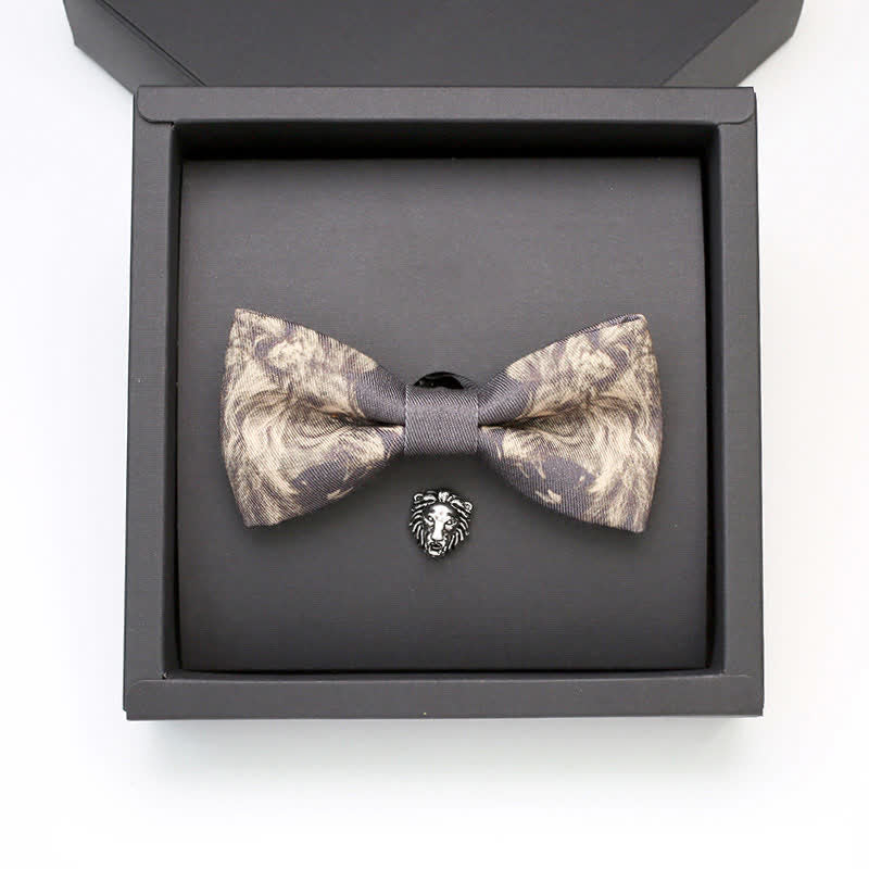 Ensemble de 2 broches et nœuds papillon pour homme avec motif tête de lion - image 1