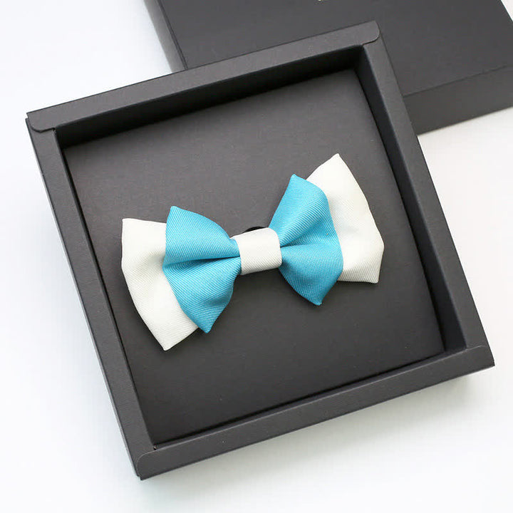 Nœud papillon double épaisseur bleu ciel et blanc pour homme