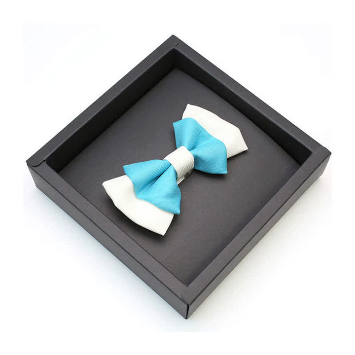 Nœud papillon double épaisseur bleu ciel et blanc pour homme
