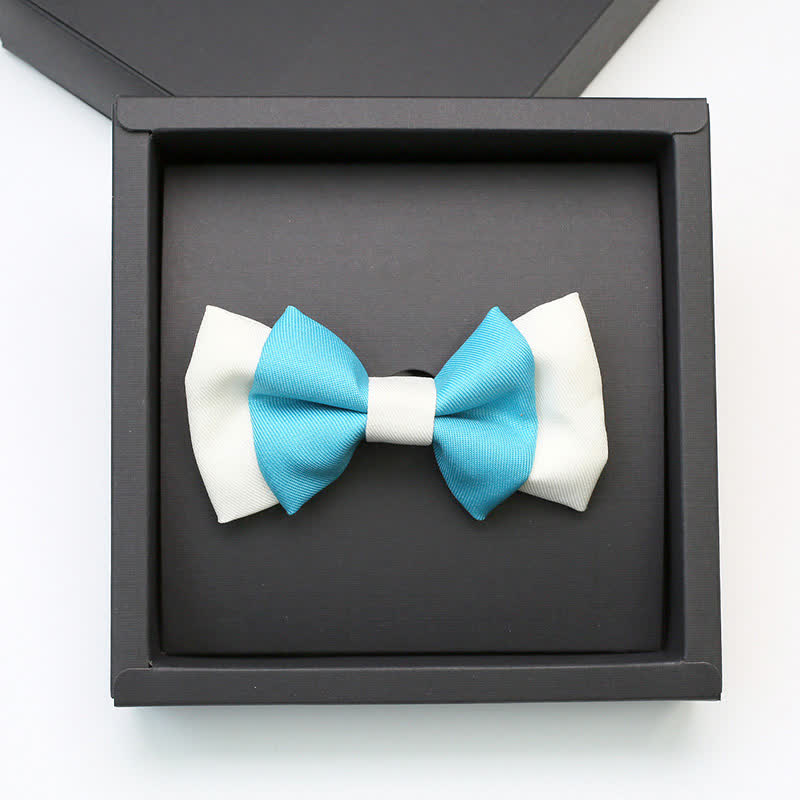 Nœud papillon double épaisseur bleu ciel et blanc pour homme