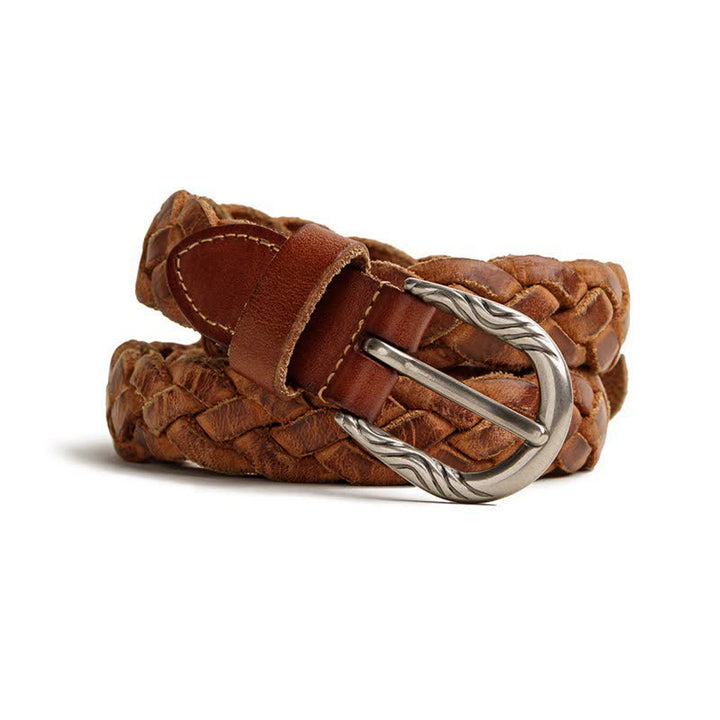 Ceinture en cuir tanné végétal tissé vintage pour homme