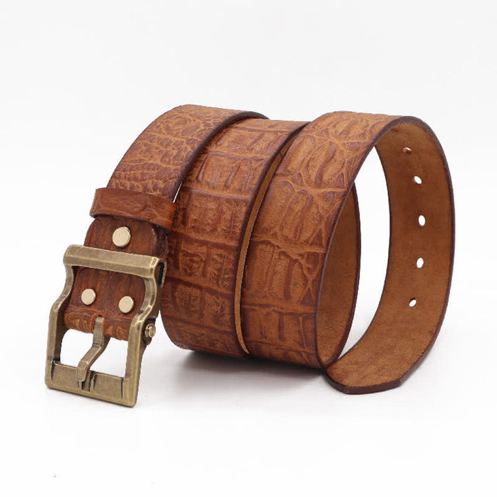 Ceinture en cuir à motif peau de crocodile gaufré pour homme