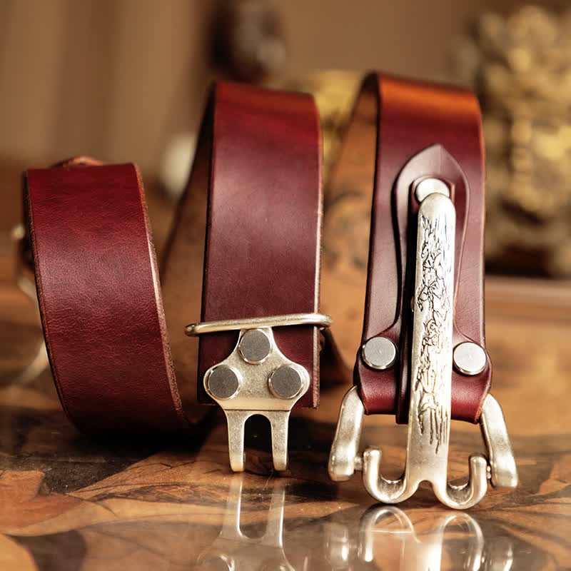 Ceinture en cuir de cavalerie western pour hommes