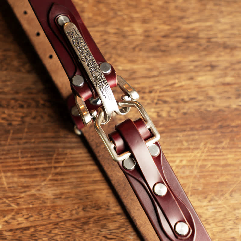 Ceinture en cuir de cavalerie western pour hommes