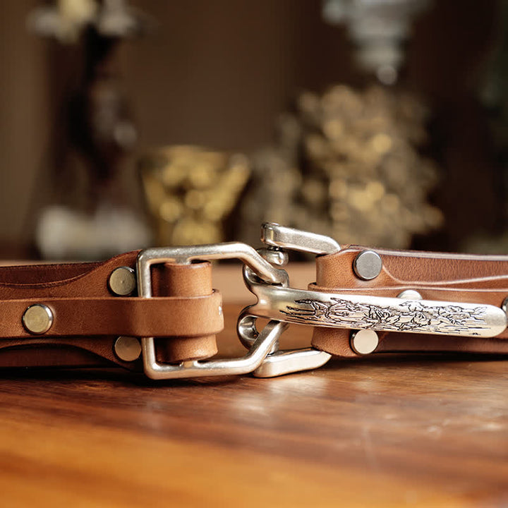 Ceinture en cuir de cavalerie western pour hommes
