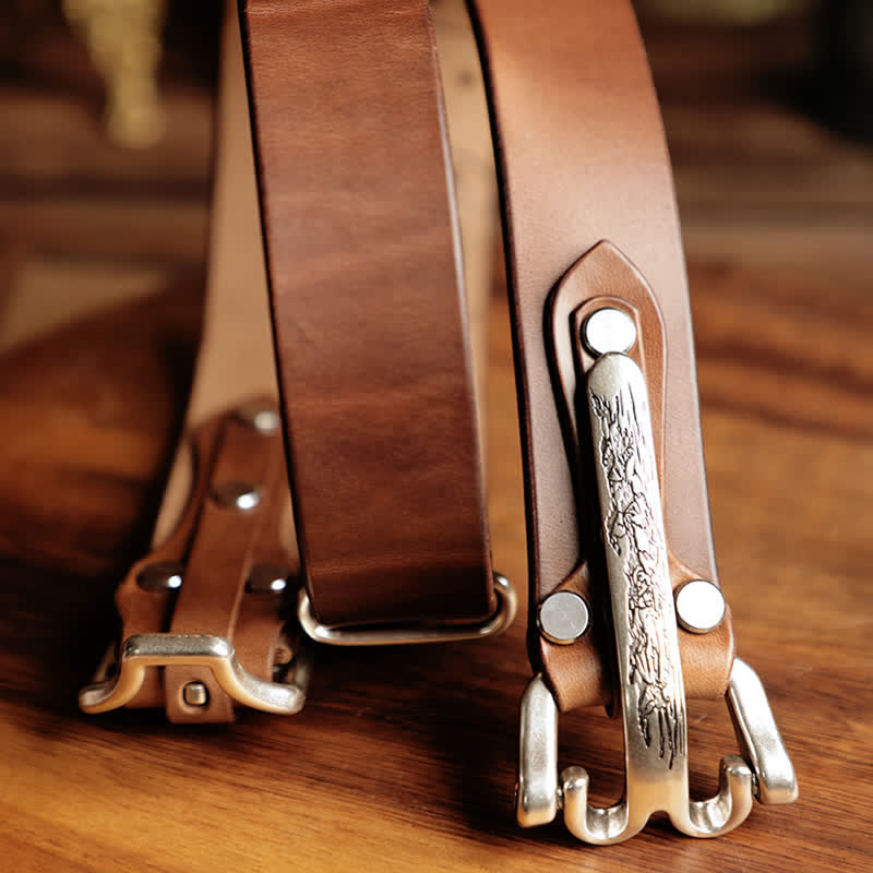 Ceinture en cuir de cavalerie western pour hommes