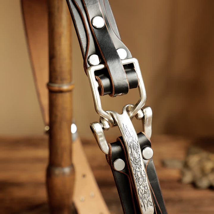 Ceinture en cuir de cavalerie western pour hommes