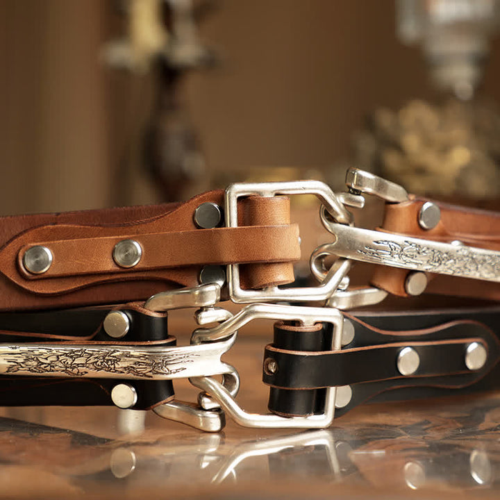 Ceinture en cuir de cavalerie western pour hommes