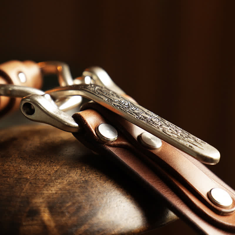 Ceinture en cuir de cavalerie western pour hommes