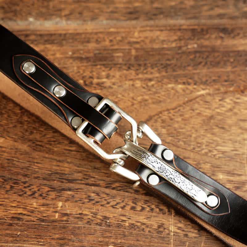 Ceinture en cuir de cavalerie western pour hommes