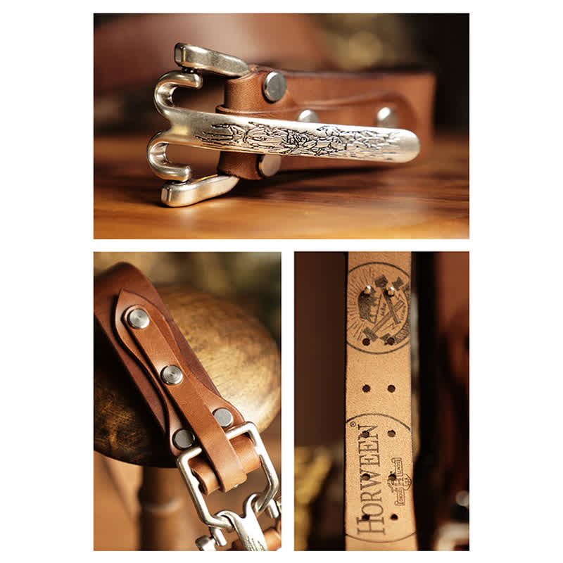 Ceinture en cuir de cavalerie western pour hommes