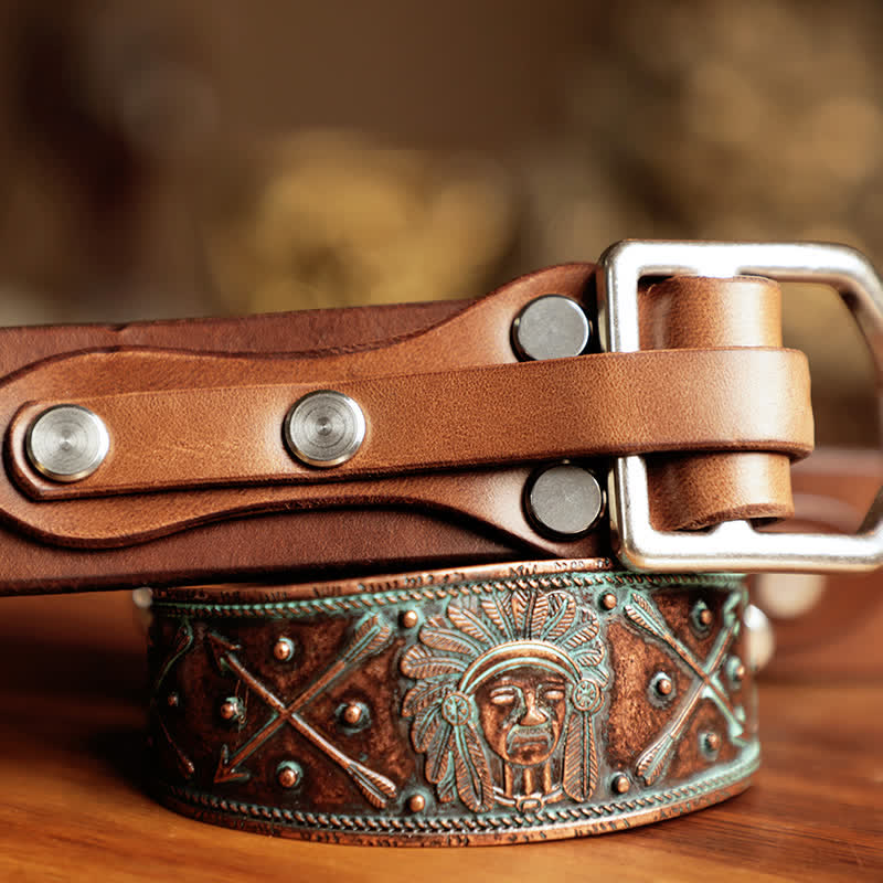 Ceinture en cuir de cavalerie western pour hommes
