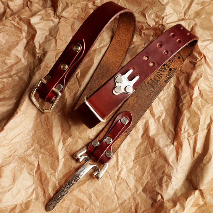 Ceinture en cuir de cavalerie western pour hommes