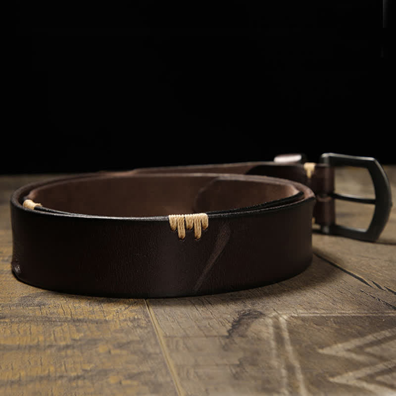 Ceinture en cuir pour jeans à coutures rétro pour hommes