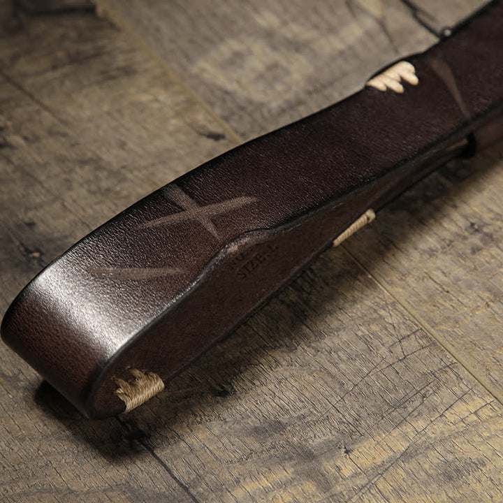 Ceinture en cuir pour jeans à coutures rétro pour hommes